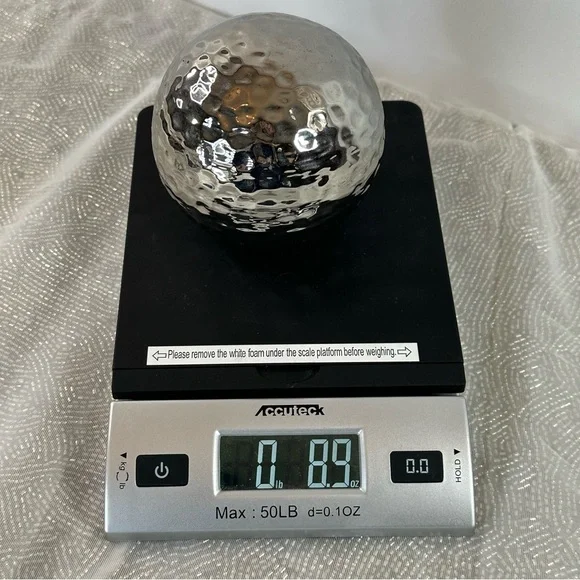 Silver Hammered Decorative Sphere - Picture 3 of 5